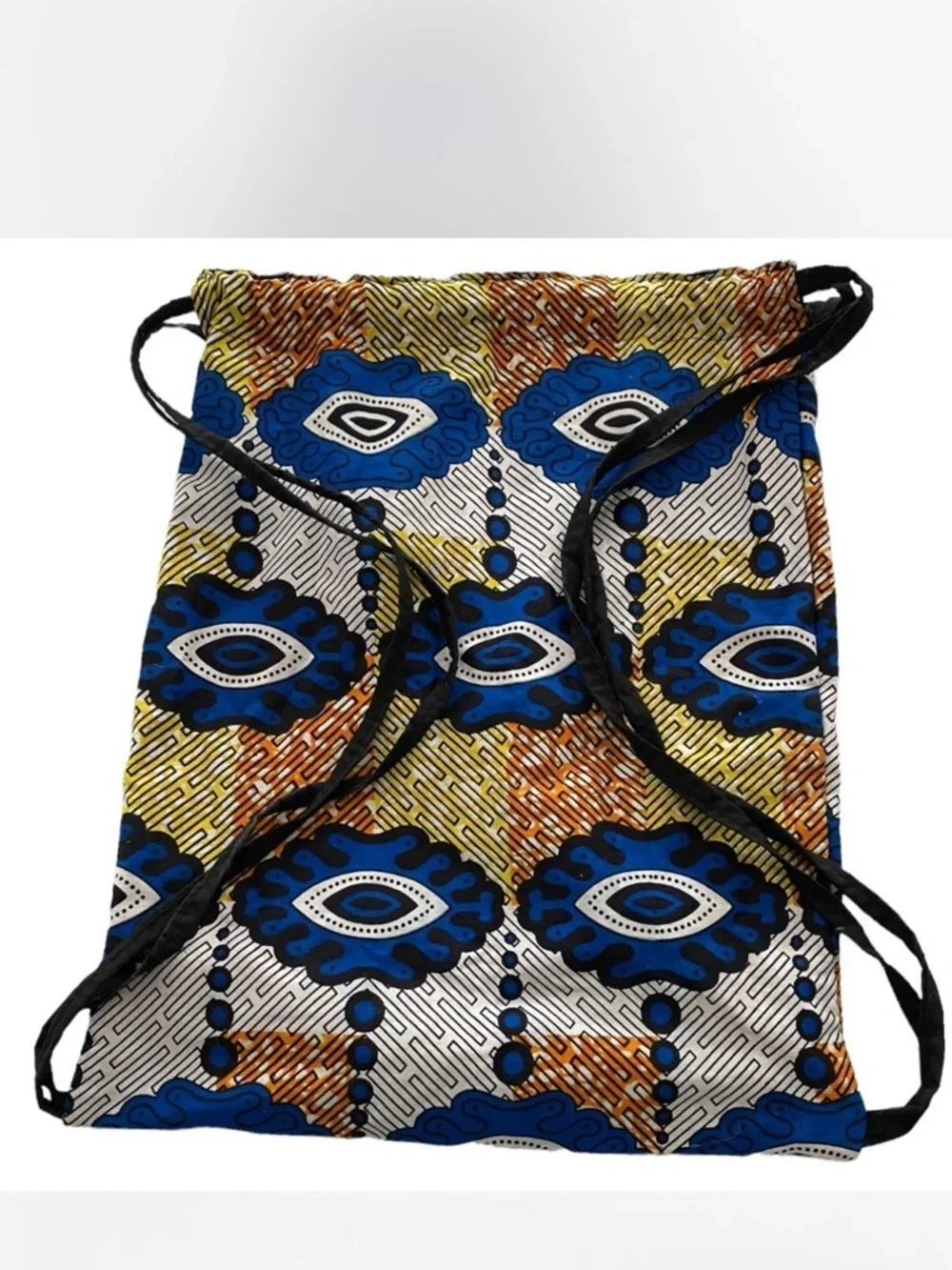 Cotton Seeing Eye Pattern Drawstring Backpack Bag 90s Festival